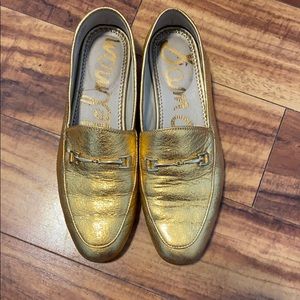Sam Edelman Metallic Gold Loraine Leather Loafers